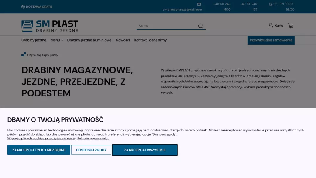 Drabiny magazynowe, jezdne | Sklep internetowy Smplast - podgląd