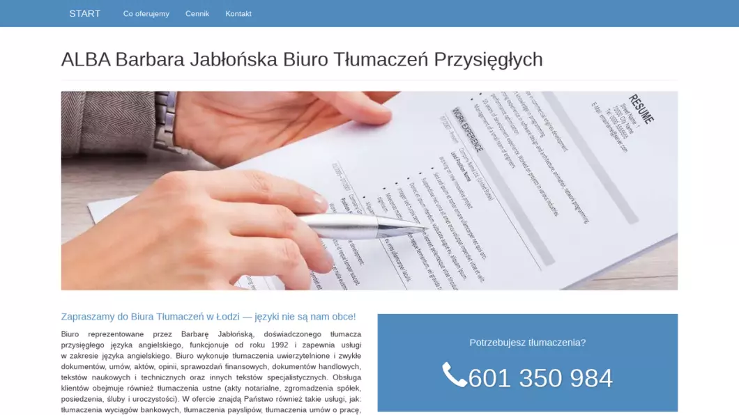 Biuro Tłumaczeń Przysięgłych ALBA - podgląd